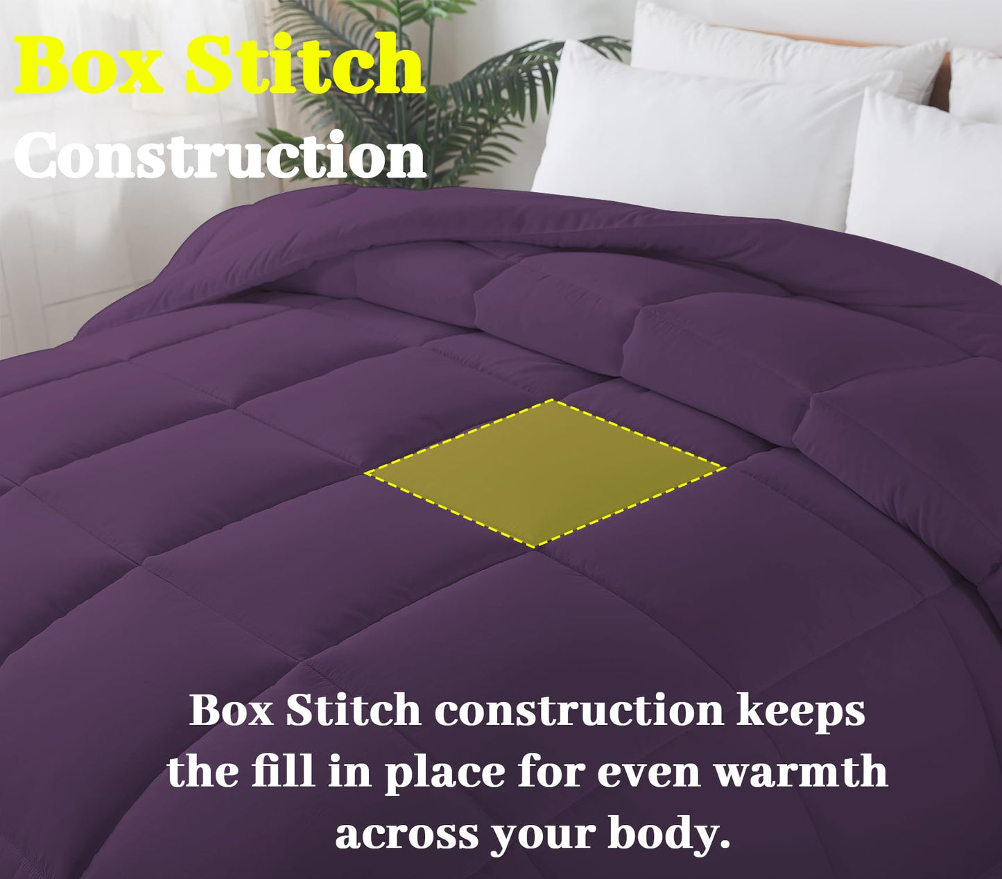 BedTreat Down Alternative Comforter with Corner Tabs - All Season Quilted Twin Size 240 GSM Purple Comforter, Machine Washable Microfiber Bedding