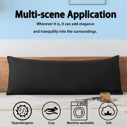BedTreat Full Body Pillow Insert with Pillowcase for Adults,Long&Fluffy Pillow for Side Sleeper,Soft&Breathable (20X54,Black)