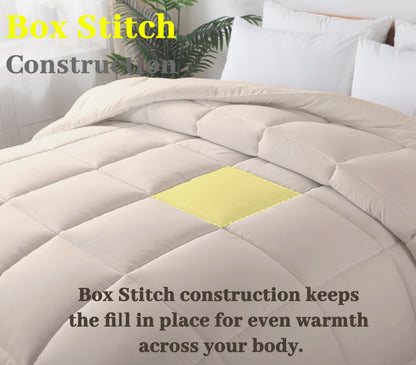 BedTreat Down Alternative Comforter with Corner Tabs - All Season Quilted 240 GSM Sand Dollar Comforter, Machine Washable Microfiber Bedding