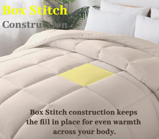 BedTreat Down Alternative Comforter with Corner Tabs - All Season Quilted 240 GSM Sand Dollar Comforter, Machine Washable Microfiber Bedding