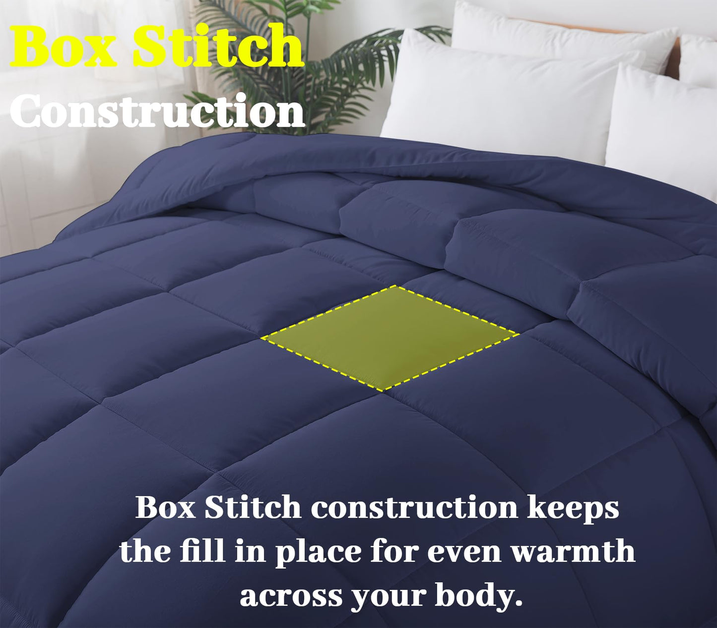 BedTreat Down Alternative Comforter with Corner Tabs - All Season Quilted 240 GSM Blue Comforter, Machine Washable Microfiber Bedding