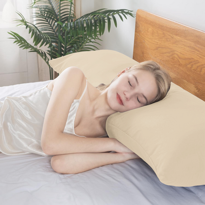 BedTreat Full Body Pillow Insert with Pillowcase for Adults,Long&Fluffy Pillow for Side Sleeper,Soft&Breathable (20X54,Beige)