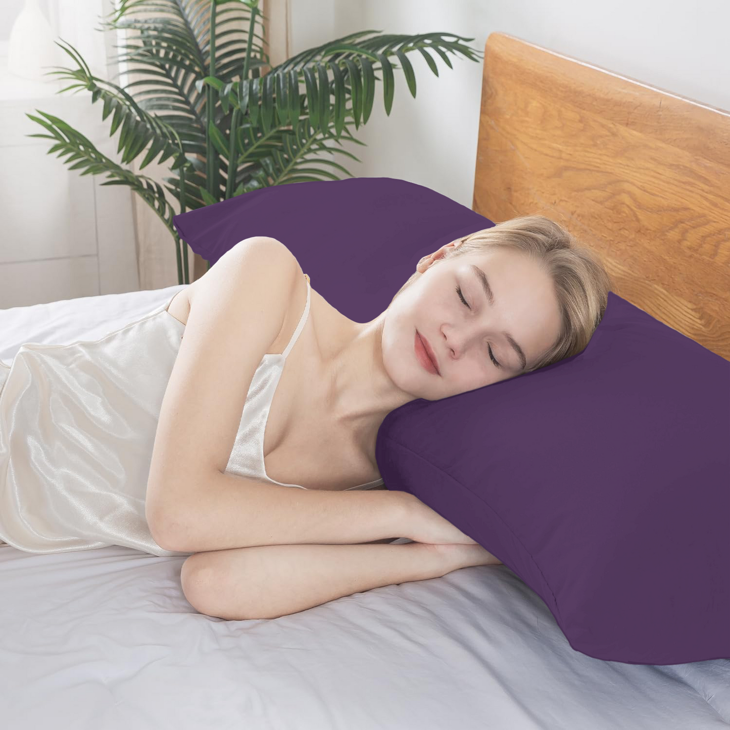 BedTreat Full Body Pillow Insert with Pillowcase for Adults,Long&Fluffy Pillow for Side Sleeper,Soft&Breathable (20X54,Purple)