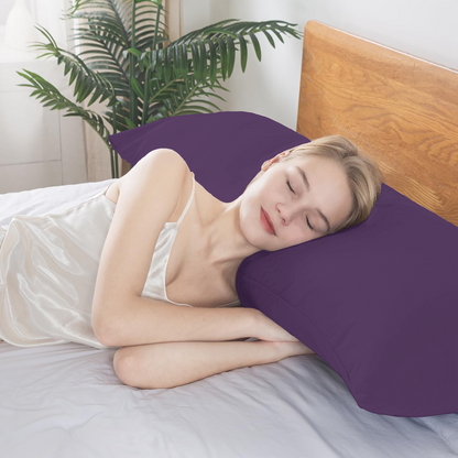 BedTreat Full Body Pillow Insert with Pillowcase for Adults,Long&Fluffy Pillow for Side Sleeper,Soft&Breathable (20X54,Purple)