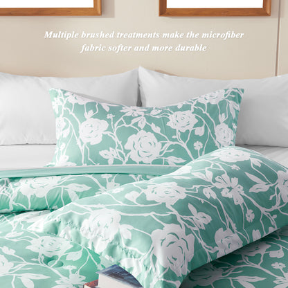 Bedtreat Comforter Sets,7-Pieces Reversible Bedding Sets,Bed in a Bag with Comforter,Flat Sheet and Fitted Sheet,Pillowcases & Shams,Shangri-La,Ocean Wave