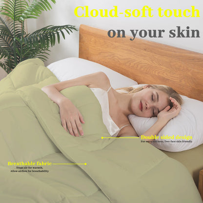 BedTreat Down Alternative Comforter with Corner Tabs - All Season Quilted 240 GSM Light Green Comforter, Machine Washable Microfiber Bedding