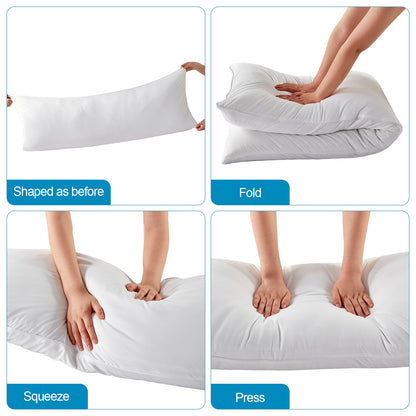 BedTreat Full Cooling Body Pillow for Adults -  Soft & Hypoallergenic Body Support for Side Sleepers - Durable &  Machine Washable with Reversible Cooling Cover（20 X 54, White)