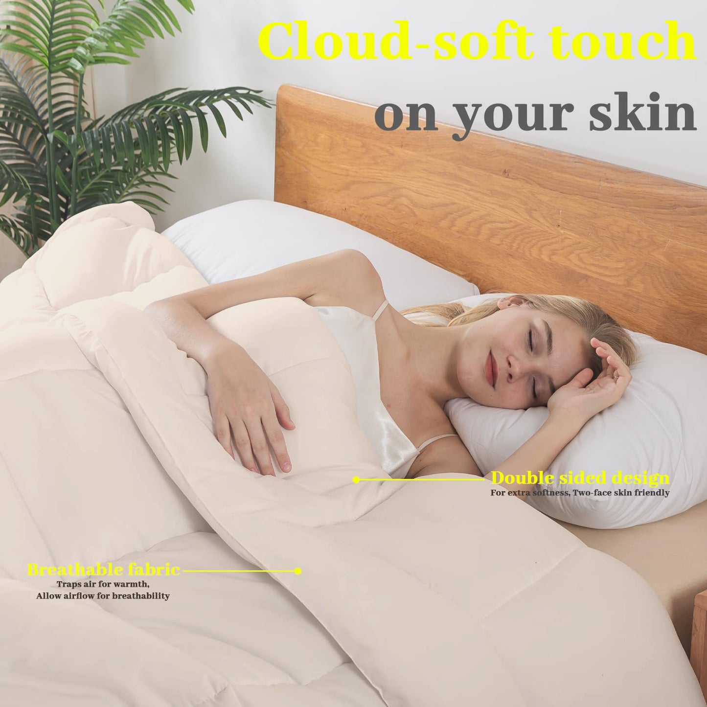 BedTreat Down Alternative Comforter with Corner Tabs - All Season Quilted 240 GSM Sand Dollar Comforter, Machine Washable Microfiber Bedding