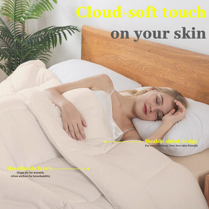 BedTreat Down Alternative Comforter with Corner Tabs - All Season Quilted 240 GSM Sand Dollar Comforter, Machine Washable Microfiber Bedding