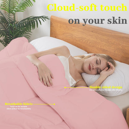 BedTreat Down Alternative Comforter with Corner Tabs - All Season Quilted 240 GSM Pink Comforter, Machine Washable Microfiber Bedding
