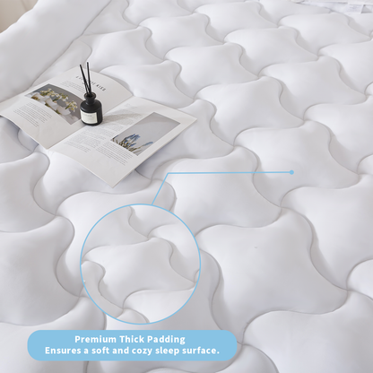 BedTreat 2" Mattress Topper for Back Pain, Breathable Mattress Pad Cover,Wave Diamond Quilted Mattress Protector Cover with 8-21" Deep Elastic Pocket