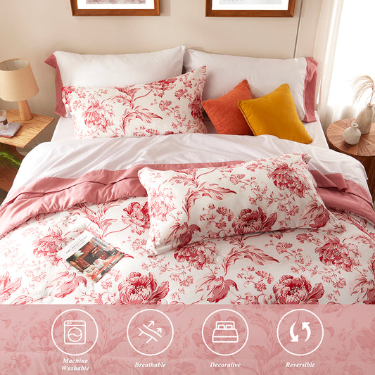 Bedtreat Comforter Sets,7-Pieces Reversible Bedding Sets,Bed in a Bag with Comforter,Flat Sheet and Fitted Sheet,Pillowcases & Shams,Lisse,Mauveglow