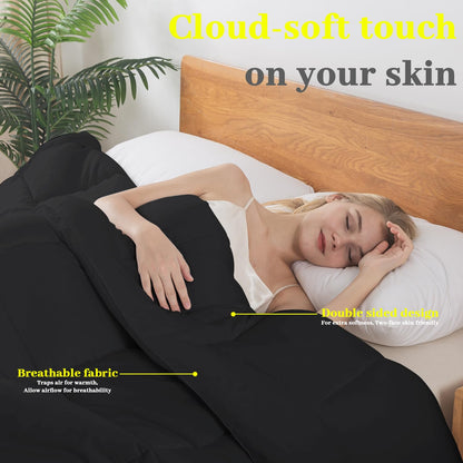 BedTreat Down Alternative Comforter with Corner Tabs - All Season Quilted 240 GSM Black Comforter, Machine Washable Microfiber Bedding