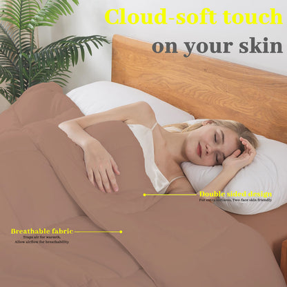 BedTreat Down Alternative Comforter with Corner Tabs - All Season Quilted 240 GSM Coffee Comforter, Machine Washable Microfiber Bedding