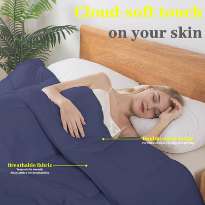 BedTreat Down Alternative Comforter with Corner Tabs - All Season Quilted 240 GSM Blue Comforter, Machine Washable Microfiber Bedding