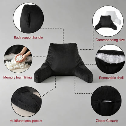 Bedtreat Backrest Reading Pillow, Back Support Pillow with Handrail, Detachable on Both Sides, Specially Designed for Reading and Relaxation（Amethyst)