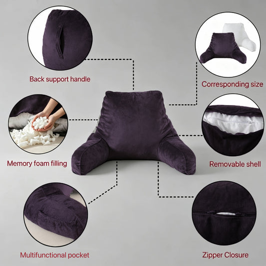 Bedtreat Backrest Reading Pillow, Back Support Pillow with Handrail, Detachable on Both Sides, Specially Designed for Reading and Relaxation（Underworld)