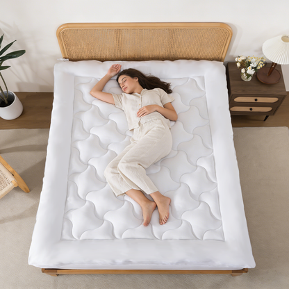 BedTreat 2" Mattress Topper for Back Pain, Breathable Mattress Pad Cover,Wave Diamond Quilted Mattress Protector Cover with 8-21" Deep Elastic Pocket