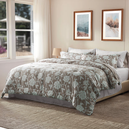 Bedtreat Comforter Sets,7-Pieces Reversible Bedding Sets,Bed in a Bag with Comforter,Flat Sheet and Fitted Sheet,Pillowcases & Shams,Shangri-La,Cobblestone