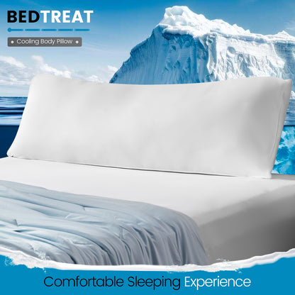 BedTreat Full Cooling Body Pillow for Adults -  Soft & Hypoallergenic Body Support for Side Sleepers - Durable &  Machine Washable with Reversible Cooling Cover（20 X 54, White)