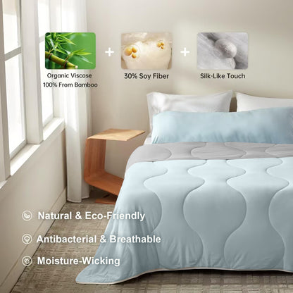 BedTreat Cooling Comforter Blue/Gray Reversible, Lightweight Breathable Summer Bedding for Hot Sleepers & Night Sweats