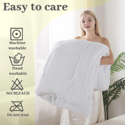 BedTreat Down Alternative Comforter with Corner Tabs - All Season Quilted 240 GSM White Comforter, Machine Washable Microfiber Bedding