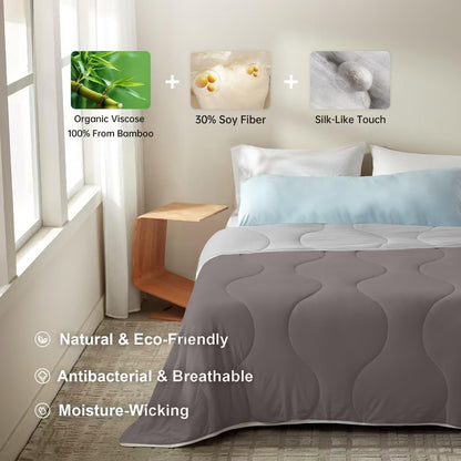 BedTreat Cooling Comforter Dark Gray/Light Gray Reversible, Lightweight Breathable Summer Bedding for Hot Sleepers & Night Sweats