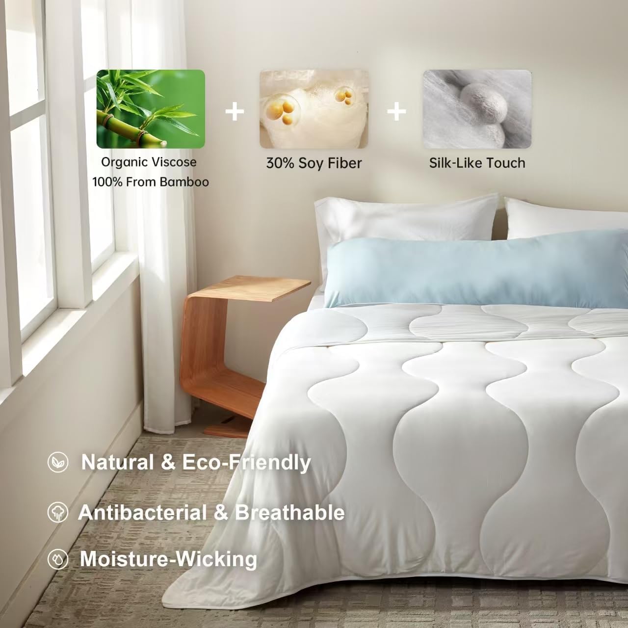 BedTreat Cooling Comforter Pure White, Lightweight Breathable Summer Bedding for Hot Sleepers & Night Sweats
