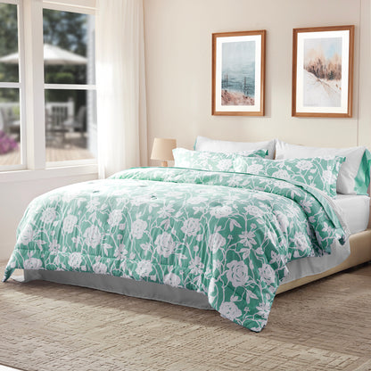 Bedtreat Comforter Sets,7-Pieces Reversible Bedding Sets,Bed in a Bag with Comforter,Flat Sheet and Fitted Sheet,Pillowcases & Shams,Shangri-La,Ocean Wave