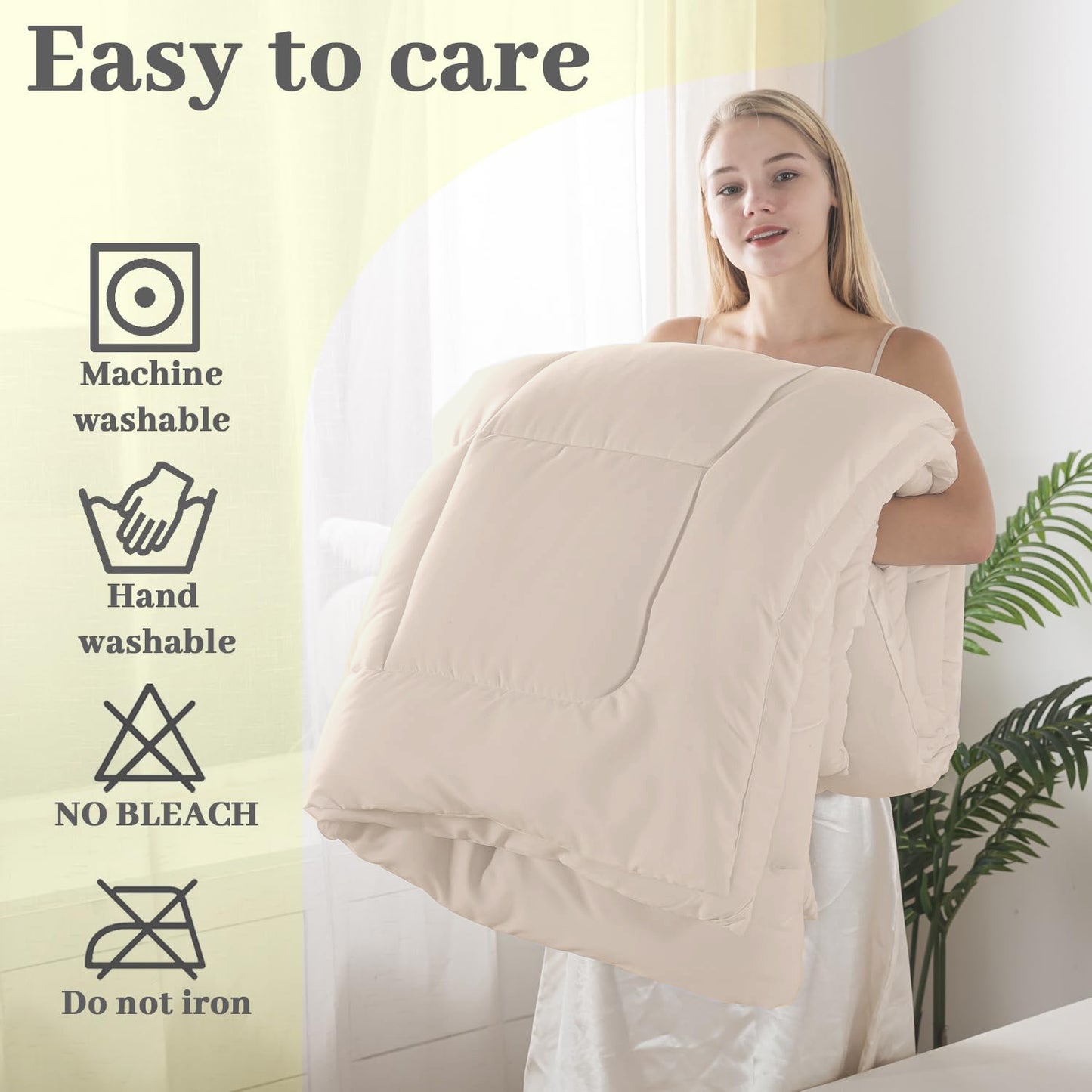 BedTreat Down Alternative Comforter with Corner Tabs - All Season Quilted 240 GSM Sand Dollar Comforter, Machine Washable Microfiber Bedding