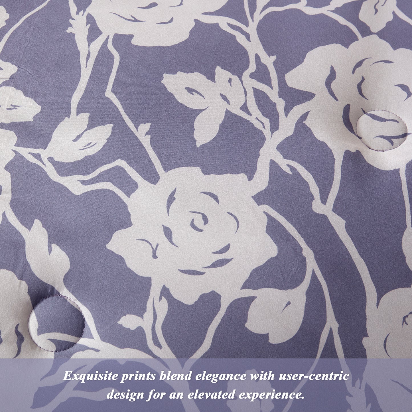 Bedtreat Comforter Sets,7-Pieces Reversible Bedding Sets,Bed in a Bag with Comforter,Flat Sheet and Fitted Sheet,Pillowcases & Shams,Shangri-La,Lavender Icing