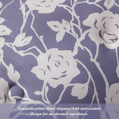 Bedtreat Comforter Sets,7-Pieces Reversible Bedding Sets,Bed in a Bag with Comforter,Flat Sheet and Fitted Sheet,Pillowcases & Shams,Shangri-La,Lavender Icing