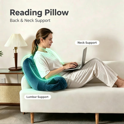 Bedtreat Backrest Reading Pillow, Back Support Pillow with Handrail, Detachable on Both Sides, Specially Designed for Reading and Relaxation（Neptune)