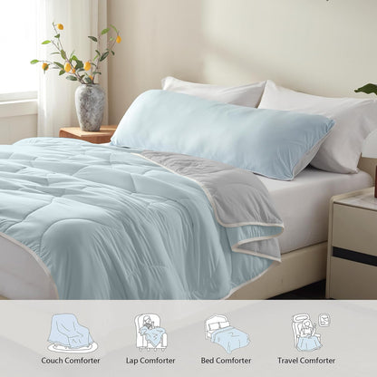 BedTreat Cooling Comforter Blue/Gray Reversible, Lightweight Breathable Summer Bedding for Hot Sleepers & Night Sweats