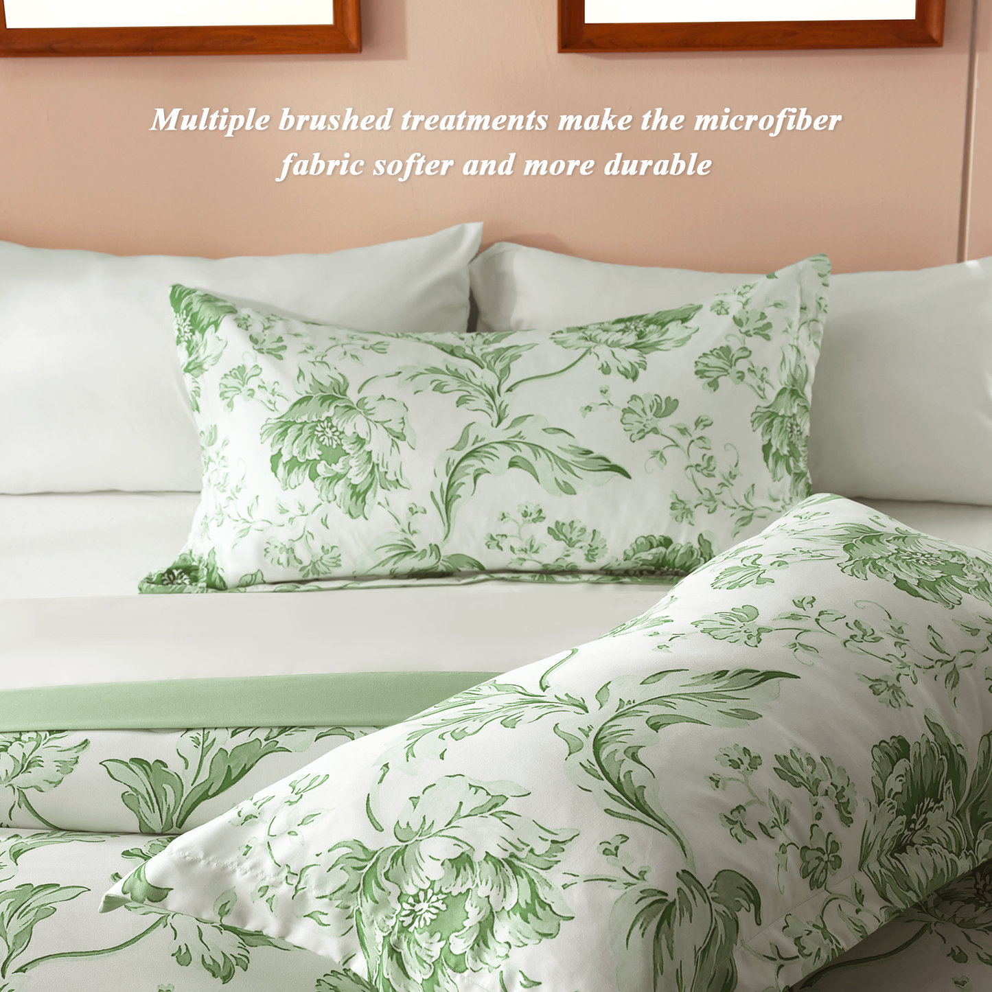 Bedtreat Comforter Sets,7-Pieces Reversible Bedding Sets,Bed in a Bag with Comforter,Flat Sheet and Fitted Sheet,Pillowcases & Shams,Lisse,Tulip Sea