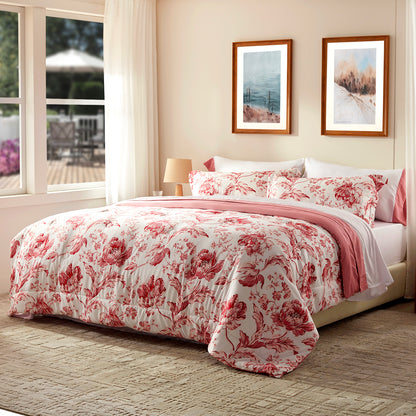 Bedtreat Comforter Sets,7-Pieces Reversible Bedding Sets,Bed in a Bag with Comforter,Flat Sheet and Fitted Sheet,Pillowcases & Shams,Lisse,Mauveglow