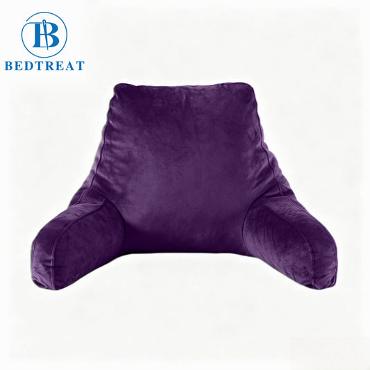 Bedtreat Backrest Reading Pillow, Back Support Pillow with Handrail, Detachable on Both Sides, Specially Designed for Reading and Relaxation（Amethyst)