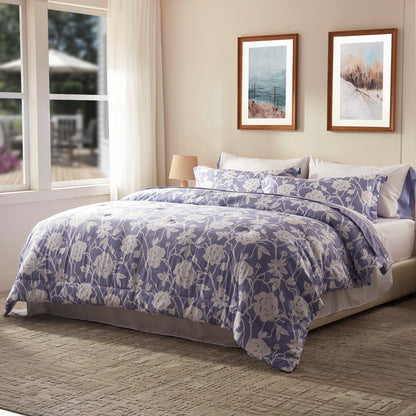 Bedtreat Comforter Sets,7-Pieces Reversible Bedding Sets,Bed in a Bag with Comforter,Flat Sheet and Fitted Sheet,Pillowcases & Shams,Shangri-La,Lavender Icing