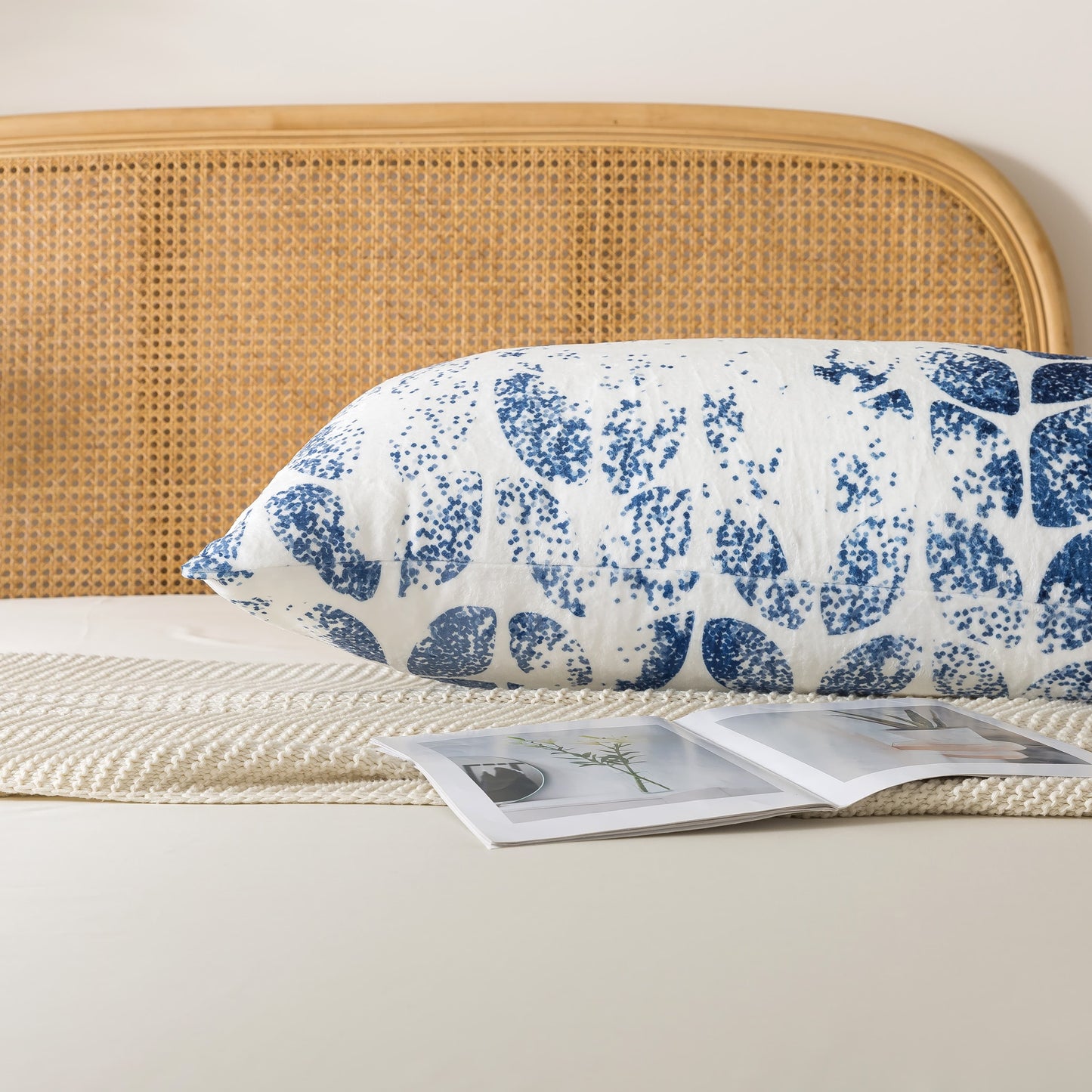 BedTreat Body Pillow with patterned pillowcase, Fluffy Body Pillow for Adults, Removable cover, Sangay , Blue (20"x54")
