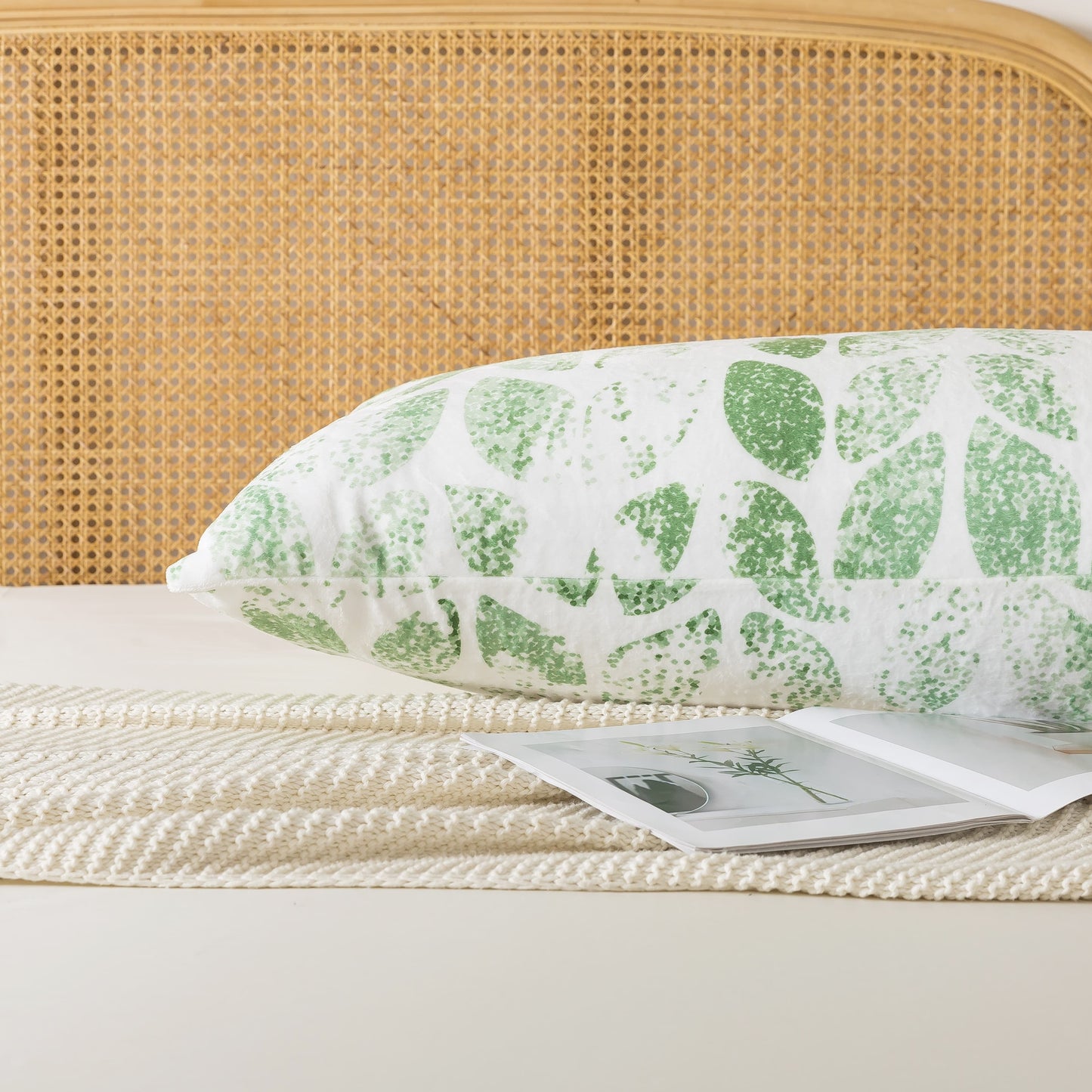 BedTreat Body Pillow with patterned pillowcase, Fluffy Body Pillow for Adults, Removable cover, Sangay , Green (20"x54")