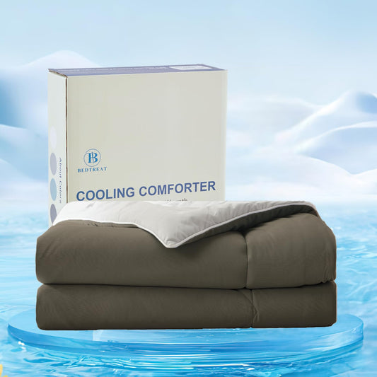 Bedtreat Cooling Comforter Cool Comforters for Hot Sleepers Cooling Blanket Breathable Comforter Summer Bedding Light Gray and Dark Gray