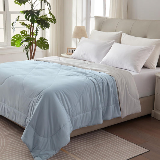 Bedtreat Cooling Comforter Cool Comforters for Hot Sleepers Cooling Blanket Breathable Comforter Summer Bedding Blue and Grey