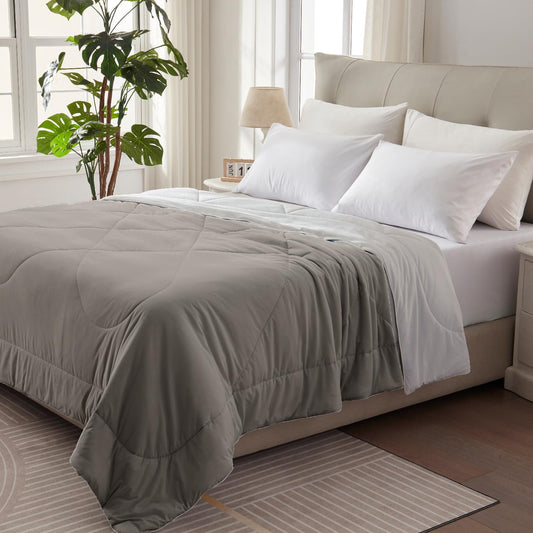 Bedtreat Cooling Comforter Cool Comforters for Hot Sleepers Cooling Blanket Breathable Comforter Summer Bedding Light Gray and Dark Gray